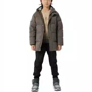 李宁儿童 拼接连帽中长款羽绒服 儿童款