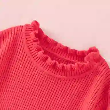 十月妈咪 童装 简约休闲舒适长袖儿童连衣裙 女童 宝石红