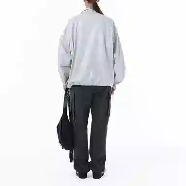 MATIN KIM Logo Coated Raglan Jacket Gray