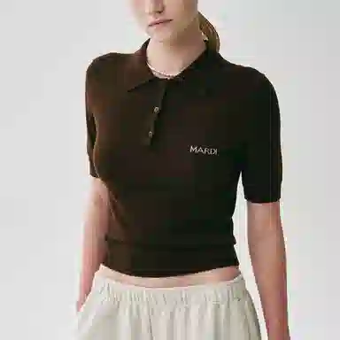 MARDI MERCREDI SS25 KNIT SLIMFIT SHIRT PIQUET_BROWN Polo
