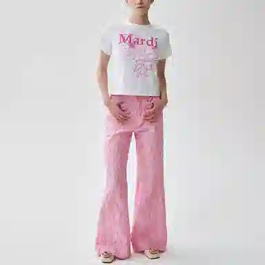 MARDI MERCREDI SLIM TSHIRT TRIPLE FLOWER_WHITE PINK SS25T