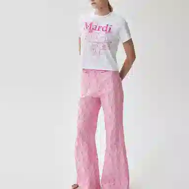 MARDI MERCREDI SLIM TSHIRT TRIPLE FLOWER_WHITE PINK SS25T