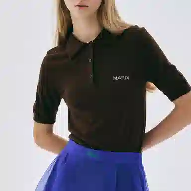 MARDI MERCREDI SS25 KNIT SLIMFIT SHIRT PIQUET_BROWN Polo
