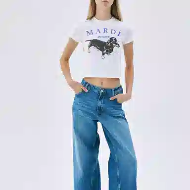 MARDI MERCREDI CROPPED TSHIRT DDANJI_WHITE PURPLE SS25T