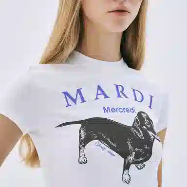 MARDI MERCREDI CROPPED TSHIRT DDANJI_WHITE PURPLE SS25T