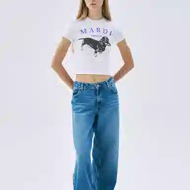 MARDI MERCREDI CROPPED TSHIRT DDANJI_WHITE PURPLE SS25T