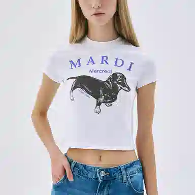 MARDI MERCREDI CROPPED TSHIRT DDANJI_WHITE PURPLE SS25T