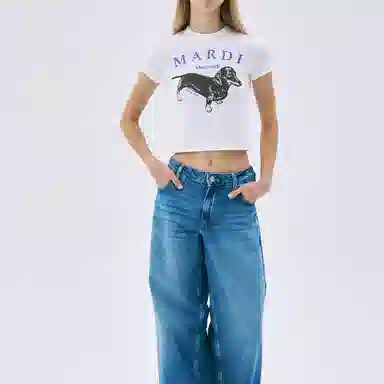 MARDI MERCREDI CROPPED TSHIRT DDANJI_WHITE PURPLE SS25T