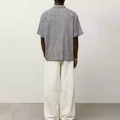 Stussy SS25 CRINKLED CHECK SS SHIRT logo