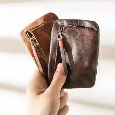 后步 简约复古小巧超薄休闲百搭日常通勤 头层牛皮 零钱包 男女同款情侣款 多色