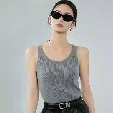 美洋 纯色圆领休闲套头背心 女款 灰色