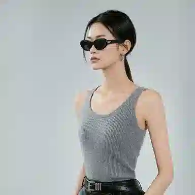 美洋 纯色圆领休闲套头背心 女款 灰色