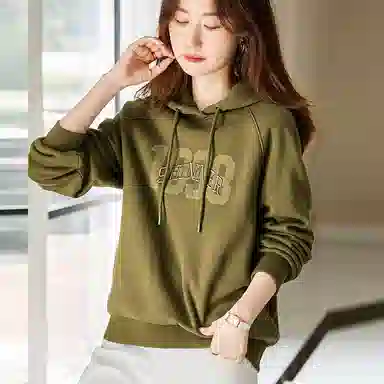 【dme】 字母印花连帽加绒宽松长袖卫衣 女款