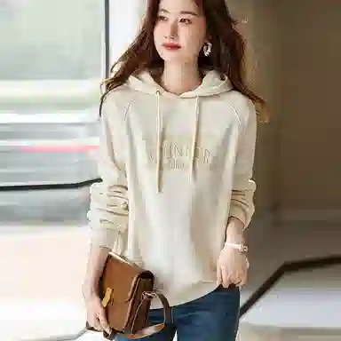 【dme】 字母印花连帽加绒宽松长袖卫衣 女款