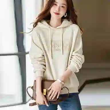 【dme】 字母印花连帽加绒宽松长袖卫衣 女款