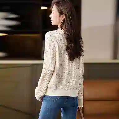 【dme】 圆领套头长袖针织衫 女款 杏色