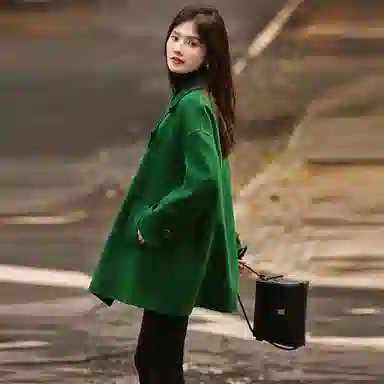 【dme】 纯色双排扣双面呢长袖大衣 女款