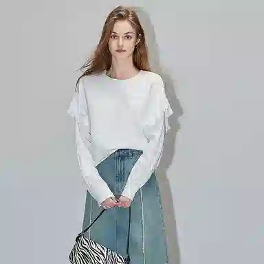 【dme】 纯色圆领套头宽松长袖卫衣 女款