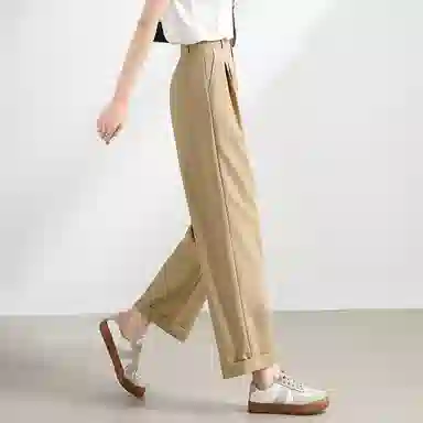 【dme】 简约风纯色高腰拉链宽松哈伦休闲裤 女款 卡其色