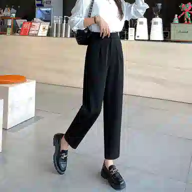 【dme】 简约纯色哈伦九分休闲裤 女款 黑色