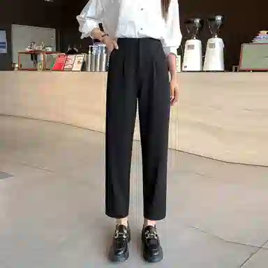 【dme】 简约纯色哈伦九分休闲裤 女款 黑色