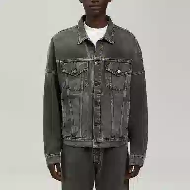 Palm Angels Arched Logo Denim Jacket Black