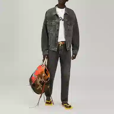 Palm Angels Arched Logo Denim Jacket Black