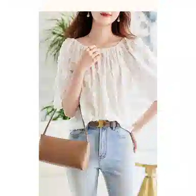 【dme】 纯色休闲短袖绣花衬衫 女款 本白