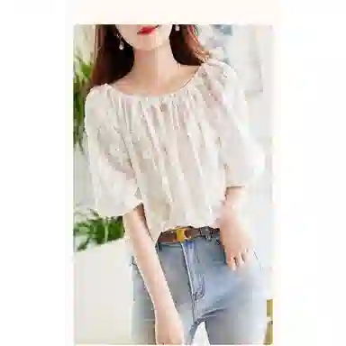 【dme】 纯色休闲短袖绣花衬衫 女款 本白