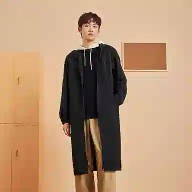 ERKE Hooded Mid-Length Jacket Black