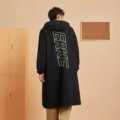 ERKE Hooded Mid-Length Jacket Black