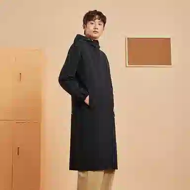 ERKE Hooded Mid-Length Jacket Black