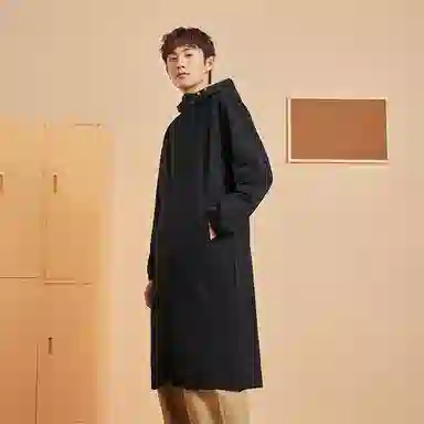 ERKE Hooded Mid-Length Jacket Black