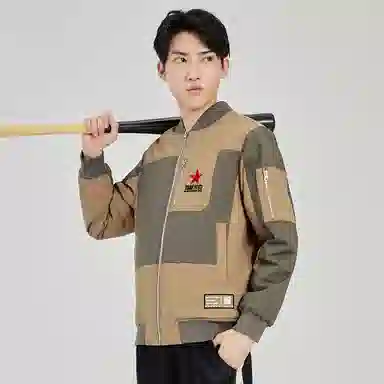 鸿星尔克 拼接棉服 男款