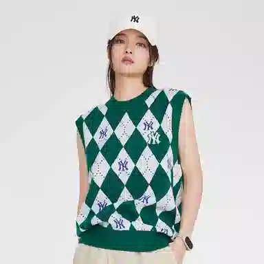 MLB Vintage Letter Knit Vest Green