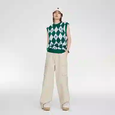 MLB Vintage Letter Knit Vest Green