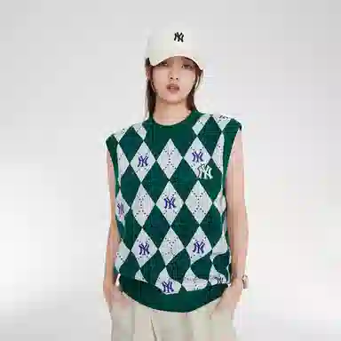 MLB Vintage Letter Knit Vest Green