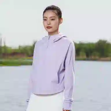 探路者 纯色透气短款宽松防晒服 女款