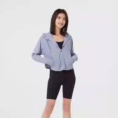 探路者 纯色透气短款宽松防晒服 女款
