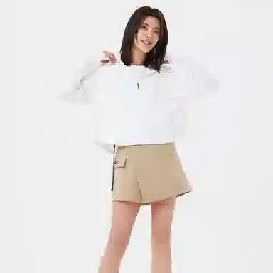 探路者 纯色透气短款宽松防晒服 女款