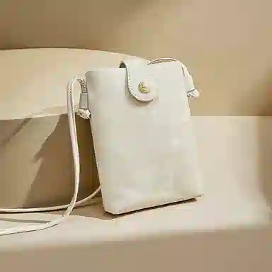 红蜻蜓 时尚设计百搭通勤 聚氨酯合成革 单肩斜挎包 小号 女款 银色/米白色