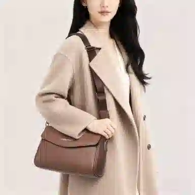 老人头 包包女士优雅实用轻便经典简约复古纯色高级感中老年妈妈款母亲通勤百搭便携小包 牛皮 斜挎单肩包 女款 深棕色
