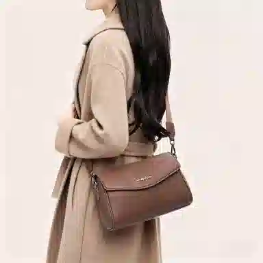 老人头 包包女士优雅实用轻便经典简约复古纯色高级感中老年妈妈款母亲通勤百搭便携小包 牛皮 斜挎单肩包 女款 深棕色