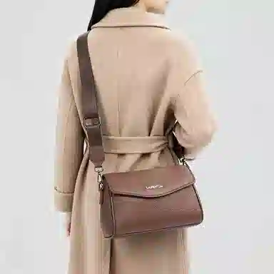 老人头 包包女士优雅实用轻便经典简约复古纯色高级感中老年妈妈款母亲通勤百搭便携小包 牛皮 斜挎单肩包 女款 深棕色