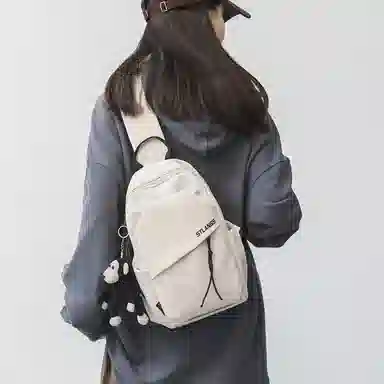 潮牌小众休闲百搭帆布斜挎包 尼龙 帆布包胸包 常规 男款 白色/黑色/蓝色/绿色