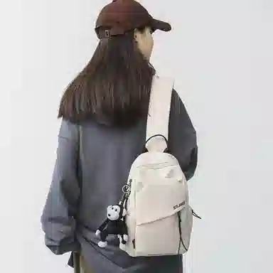 潮牌小众休闲百搭帆布斜挎包 尼龙 帆布包胸包 常规 男款 白色/黑色/蓝色/绿色