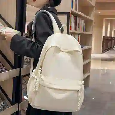 泰克森 简约背包大学生旅行 尼龙 双肩包 中号 男女同款情侣款 黑色,白色,红色