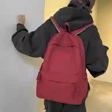 泰克森 简约背包大学生旅行 尼龙 双肩包 中号 男女同款情侣款 黑色,白色,红色