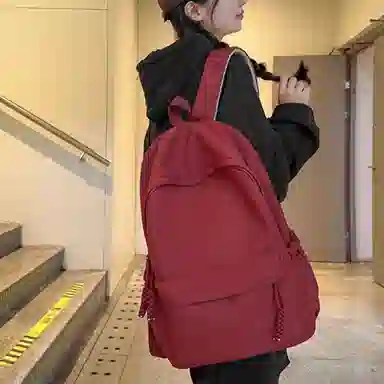 泰克森 简约背包大学生旅行 尼龙 双肩包 中号 男女同款情侣款 黑色,白色,红色