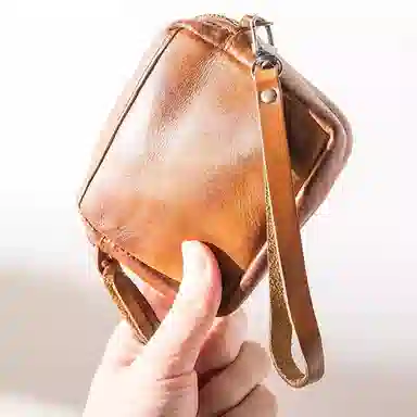 后步 复古简约个性多功能日常 头层牛皮 零钱包 常规 男女同款情侣款 黑色/棕色/咖啡色